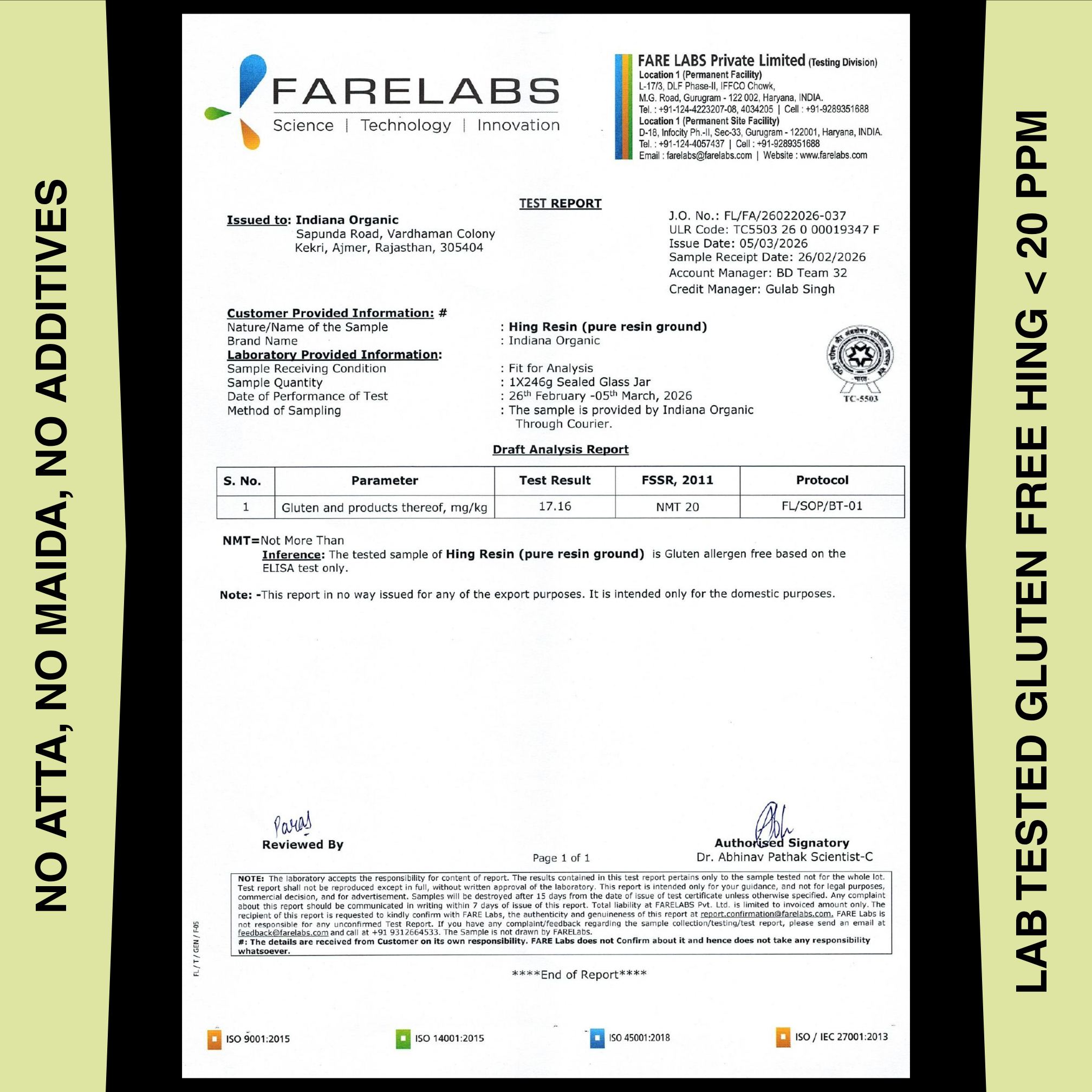 Pure Asafoetida Powder | Gluten free pure powder hing | No wheat or maida mix