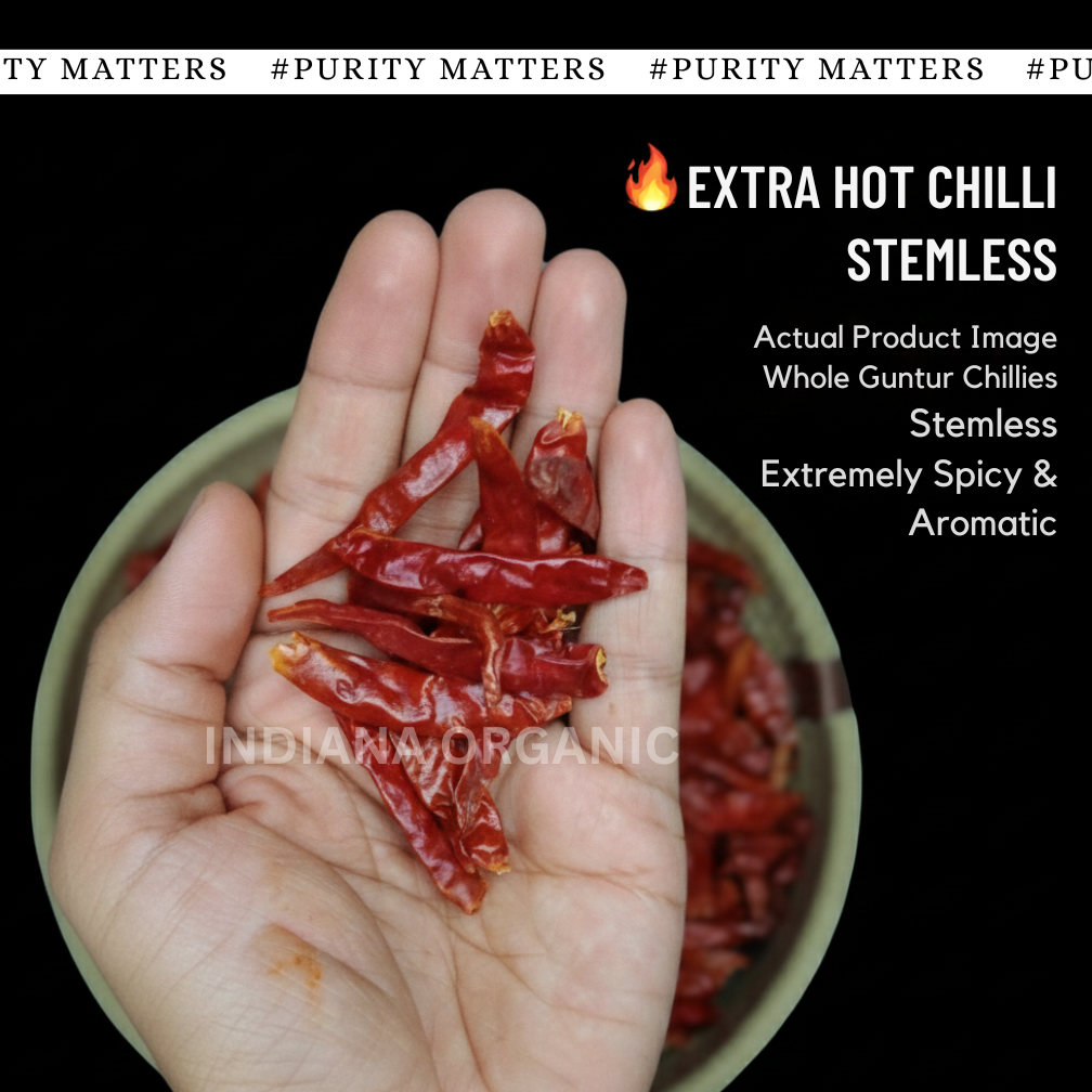 Guntur Red Chilli Whole Sabut Stemless
