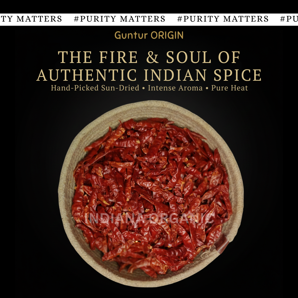 Guntur Red Chilli Whole Sabut Stemless