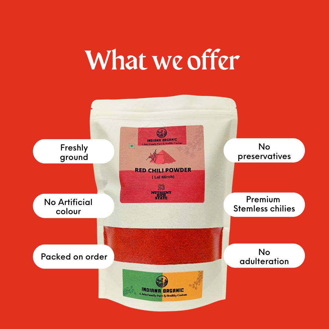 Red chili powder  -  Medium Spice, Vibrant Red Color, Freshly Ground
