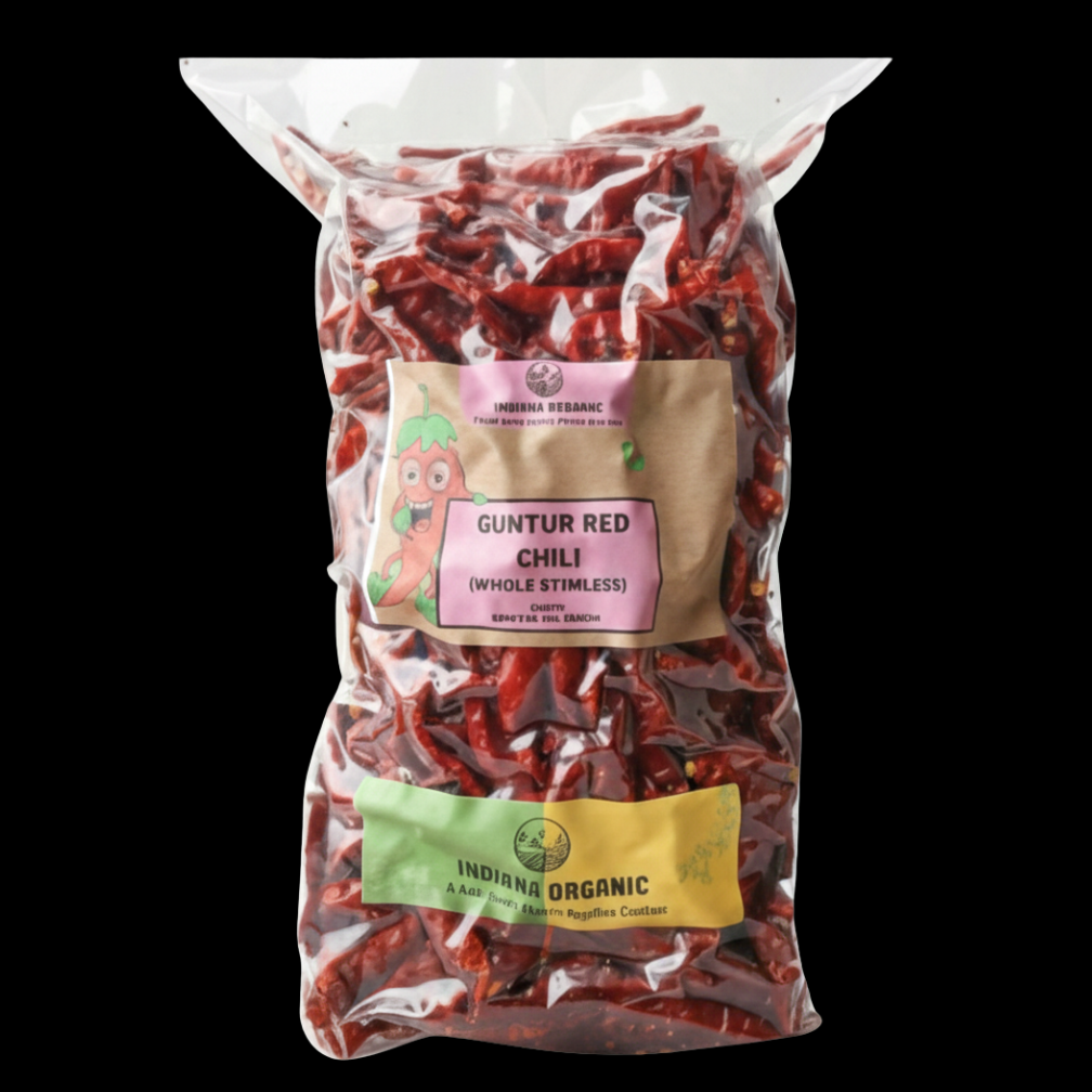 Guntur Red Chilli whole sabut stemless